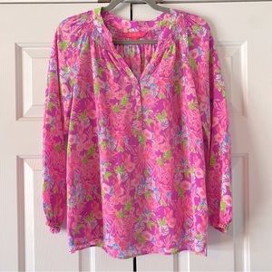 Lilly Pulitzer Elsa Silk Top, Amethyst Moms The Word, S